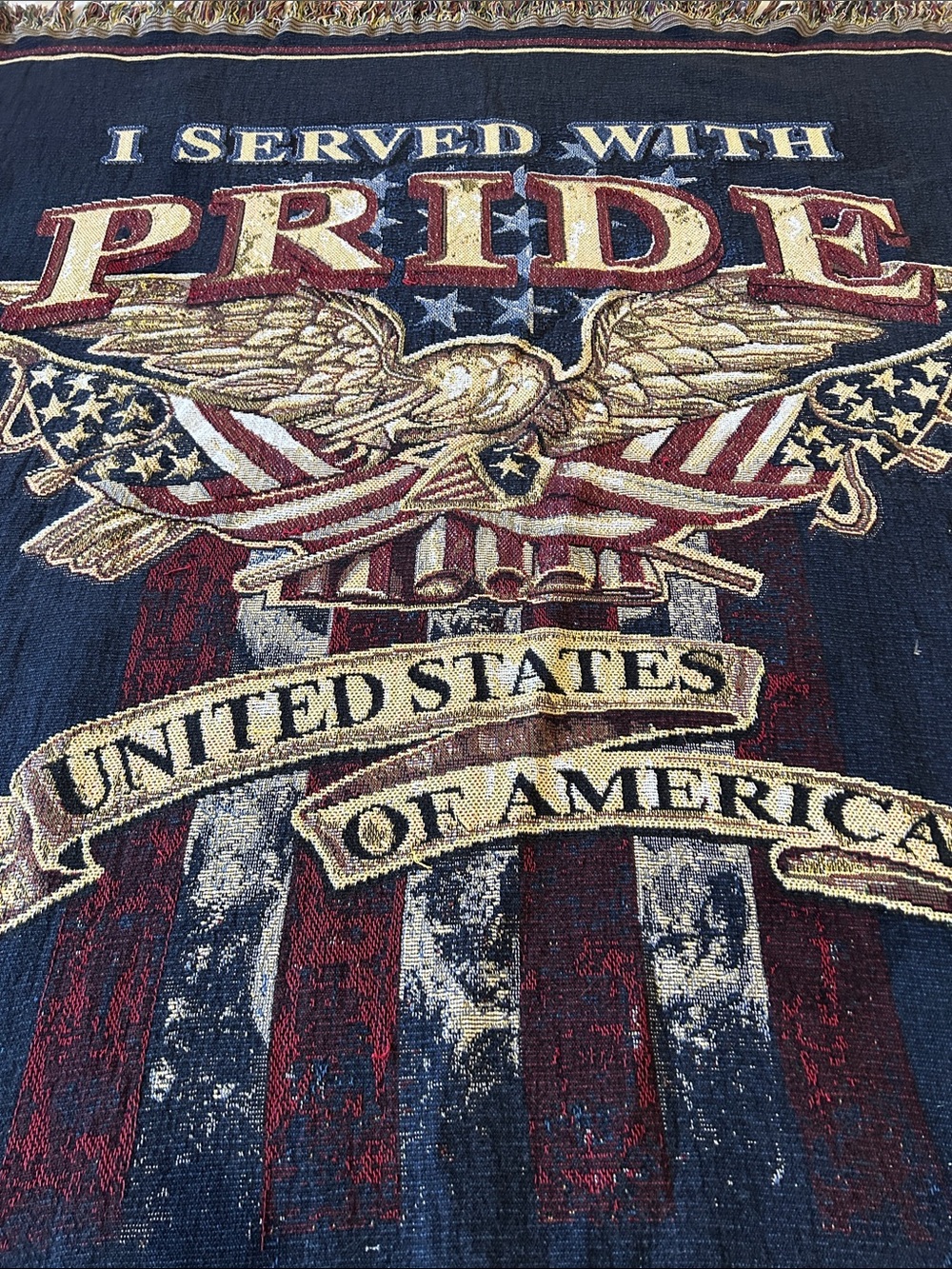 Patriotic 'I Served With Pride' Eagle Throw Blanket Jim Baldwin